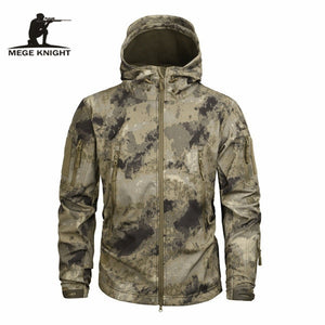 MEGE Men's Military Camouflage Fleece Tactical Jacket Men Waterproof  Softshell Windbreaker Winter Army Hooded Coat Hunt Clothes