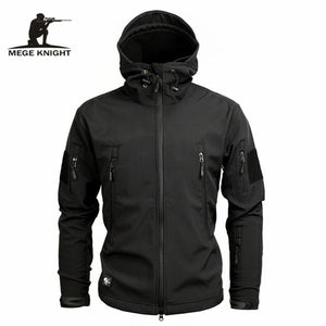 MEGE Men's Military Camouflage Fleece Tactical Jacket Men Waterproof  Softshell Windbreaker Winter Army Hooded Coat Hunt Clothes