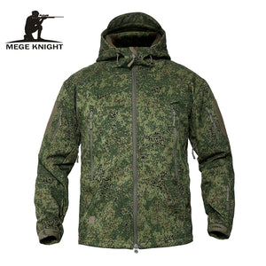 MEGE Men's Military Camouflage Fleece Tactical Jacket Men Waterproof  Softshell Windbreaker Winter Army Hooded Coat Hunt Clothes