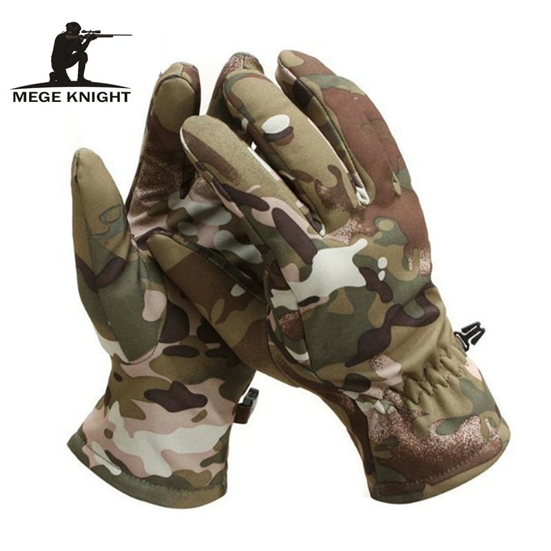 MEGE Tactical Shark Skin Soft Shell Camouflage Gloves,  Winter Unisex Warm Waterproof Windproof Fleece Floves