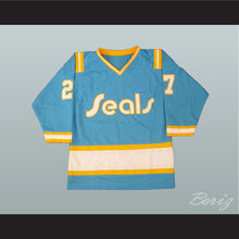 Load image into Gallery viewer, Gilles Meloche 27 California Golden Seals Light Blue Hockey Jersey