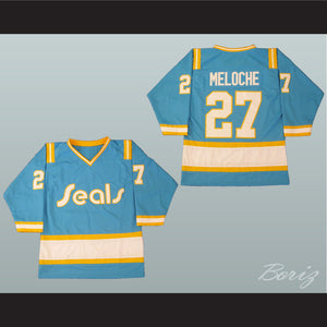 Gilles Meloche 27 California Golden Seals Light Blue Hockey Jersey
