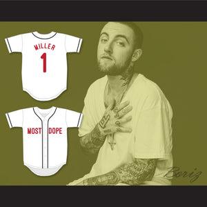 Mac Miller 1 Most Dope White Baseball Jersey 4