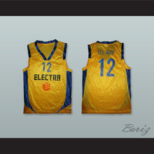 Load image into Gallery viewer, Maccabi Elektra Tel Aviv Israel 12 Gold Basketball Jersey