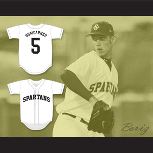 Madison Bumgarner 5 South Caldwell High School Spartans White Baseball Jersey 2