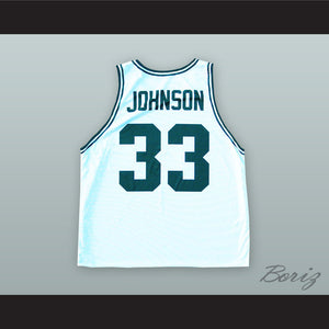 Magic Johnson 33 Magician State White Basketball Jersey