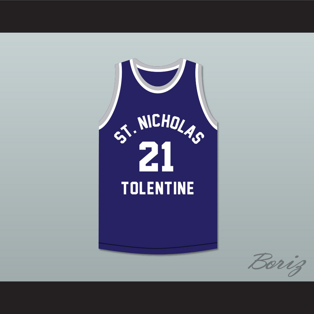 Malik Sealy 21 St. Nicholas of Tolentine High School Navy Blue Basketball Jersey