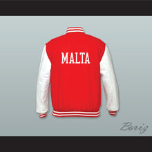 Load image into Gallery viewer, Malta Red Wool and White Lab Leather Varsity Letterman Jacket