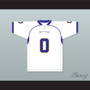 Chavis Daniels 0 Manassas Tigers High School White Football Jersey Undefeated