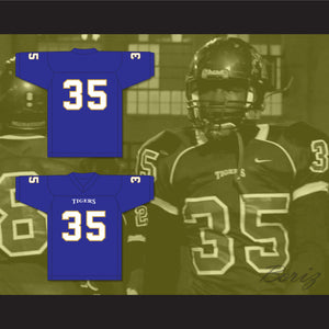 Chavis Daniels 35 Manassas Tigers High School Blue Football Jersey Undefeated