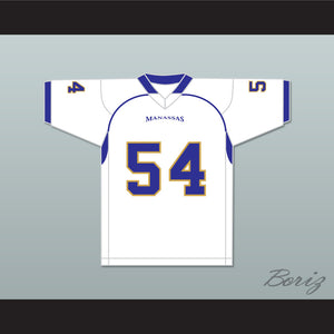 Montrail 'Money' Brown 54 Manassas Tigers High School White Football Jersey Undefeated