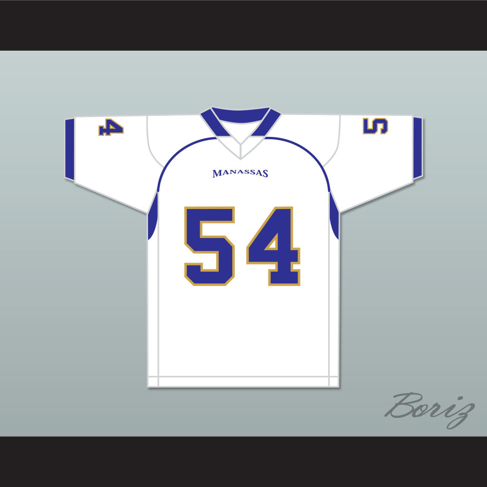 Montrail 'Money' Brown 54 Manassas Tigers High School White Football Jersey Undefeated