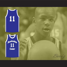 Load image into Gallery viewer, Rapper Cameron Giles 11 Manhattan Center Rams Blue Basketball Jersey