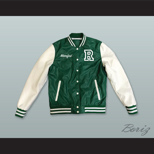 Manifest School of Results Green and White Lab Leather Varsity Letterman Jacket