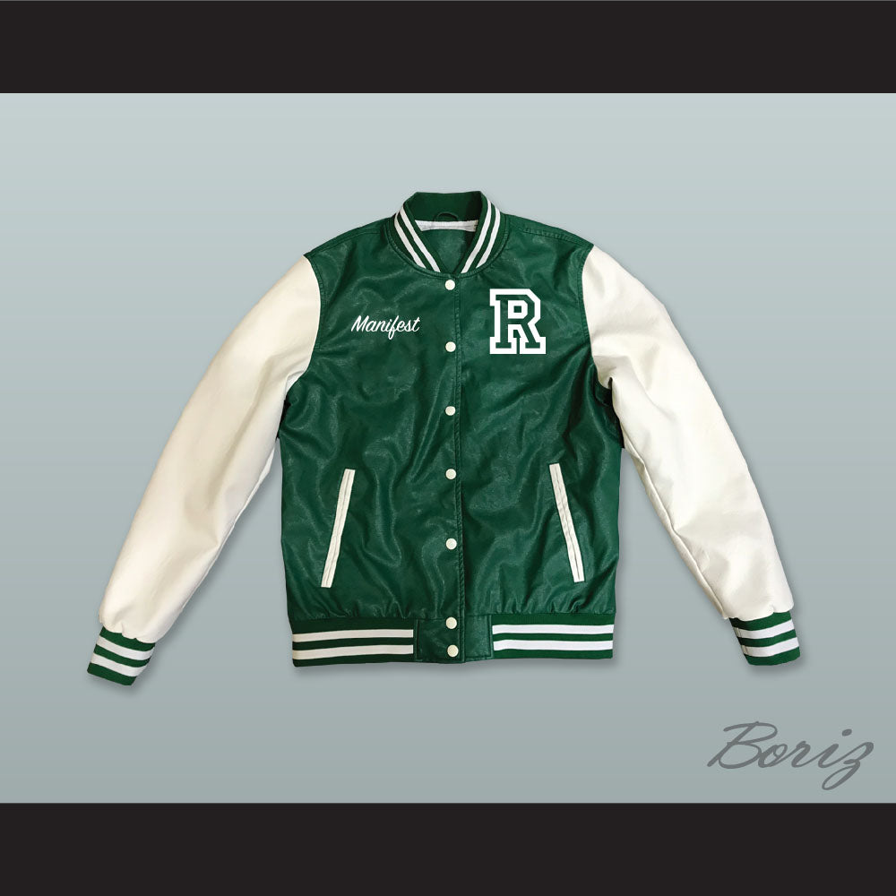 Manifest School of Results Green and White Lab Leather Varsity Letterman Jacket