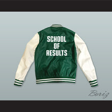 Load image into Gallery viewer, Manifest School of Results Green and White Lab Leather Varsity Letterman Jacket