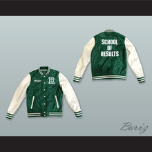 Load image into Gallery viewer, Manifest School of Results Green and White Lab Leather Varsity Letterman Jacket