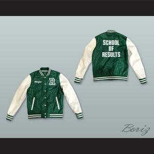 Manifest School of Results Green and White Lab Leather Varsity Letterman Jacket