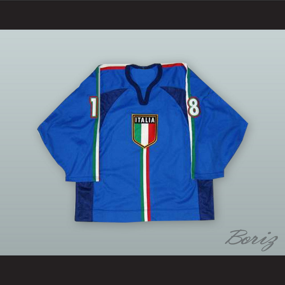 Manuel de Toni 18 Italy National Team Blue Hockey Jersey