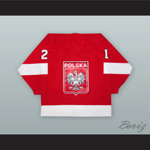 Load image into Gallery viewer, Mariusz Czerkawski 21 Poland National Team Red Hockey Jersey