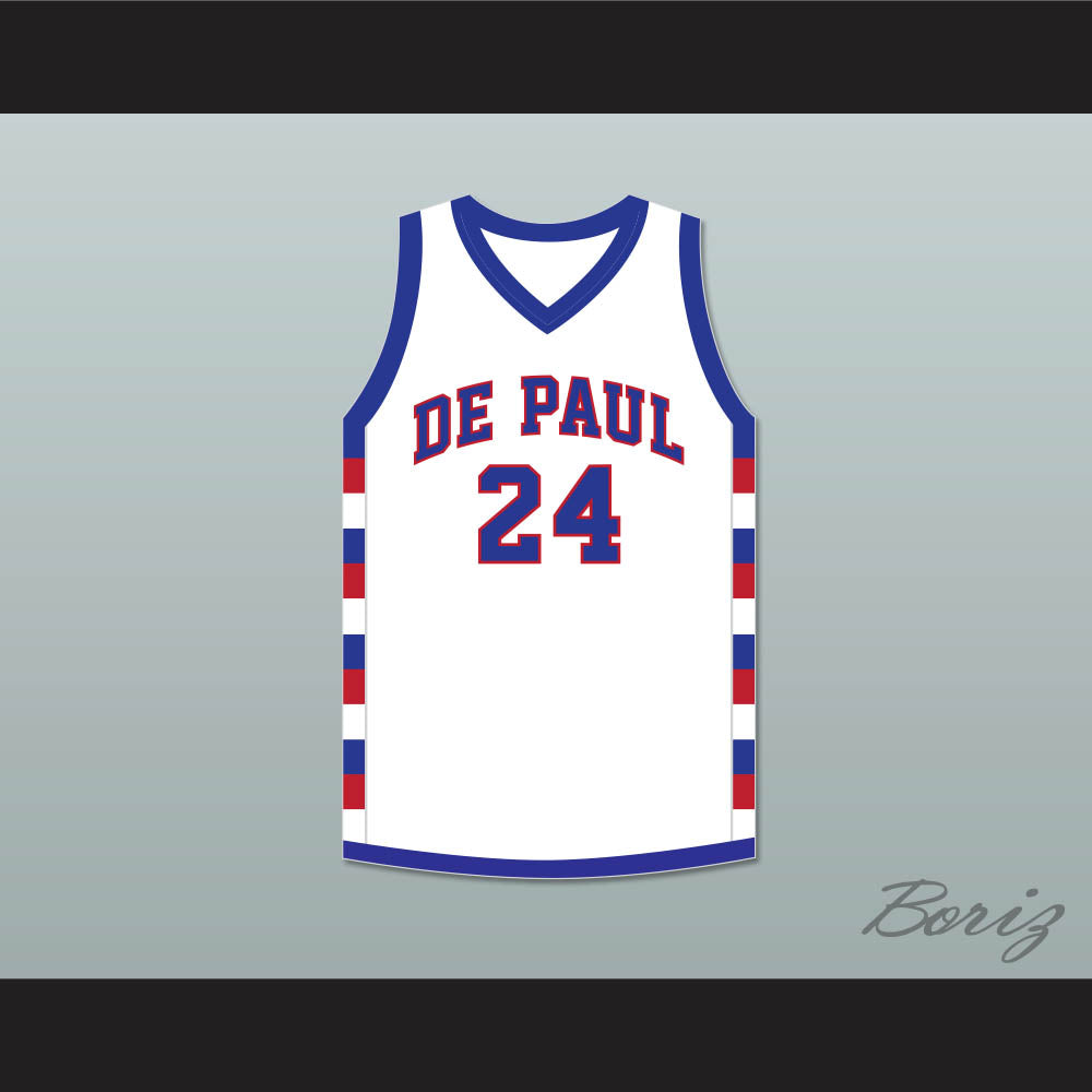Mark Aguirre 24 DPaul school  White Basketball Jersey