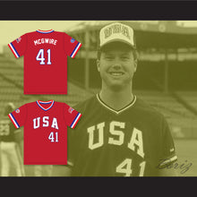 Load image into Gallery viewer, Mark McGwire 41 1984 USA Team Red Baseball Jersey