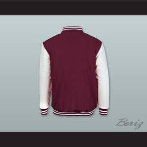 Maroon Wool and White Lab Leather Varsity Letterman Jacket