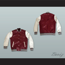 Load image into Gallery viewer, Maroon and White Lab Leather Varsity Letterman Jacket
