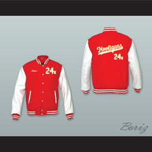 Load image into Gallery viewer, Mars 24K Hooligans Red Wool and White Lab Leather Varsity Letterman Jacket 2