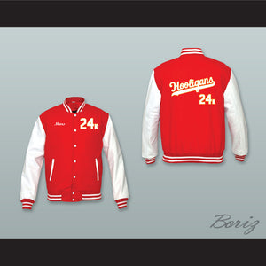 Mars 24K Hooligans Red Wool and White Lab Leather Varsity Letterman Jacket 2
