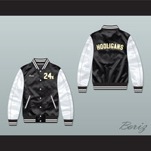 Load image into Gallery viewer, Bruno Mars 24K Hooligans Black/ White Varsity Letterman Satin Bomber Jacket 1