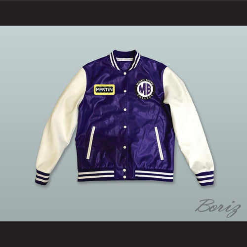 Martin Morris Brown College Purple and White Lab Leather Varsity Letterman Jacket