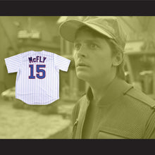 Load image into Gallery viewer, Marty McFly 15 Pinstriped Baseball Jersey Back to the Future II Prediction