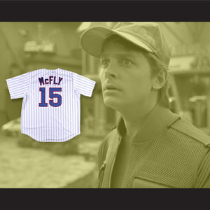 Marty McFly 15 Pinstriped Baseball Jersey Back to the Future II Prediction