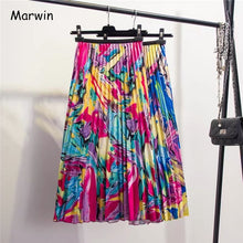 Load image into Gallery viewer, Marwin 2019 New-Coming Spring Eurpoean High Street Style A-Line Floral Pattern Mid-Calf Vacation skirt High Quality Women Skirts