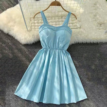 Load image into Gallery viewer, Marwin 2019 New-Coming Summer Solid Knee-Length Spaghetti Strap Strapless Dresses High Street Empire Style Party Holiday Dresses