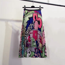 Load image into Gallery viewer, Marwin 2019 Spring New-Coming Europen Cartoon Pattern High Elasticity Pleated skirt High Street Style A-line Mid-Calf Christmas