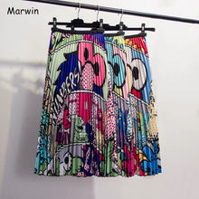Load image into Gallery viewer, Marwin 2019 Spring New-Coming Europen Cartoon Pattern High Elasticity Pleated skirt High Street Style A-line Mid-Calf Christmas