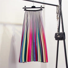 Load image into Gallery viewer, Marwin 2019 Spring New-Coming Women Skirts Rainbow Striped A-line Mid-Calf Skirts High Street European Style High Quality Skirts