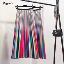 Load image into Gallery viewer, Marwin 2019 Spring New-Coming Women Skirts Rainbow Striped A-line Mid-Calf Skirts High Street European Style High Quality Skirts