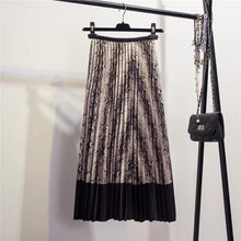 Load image into Gallery viewer, Marwin 2019 Spring New-coming Western style Snakeskin pattern Contrast stitching pleated skirts High Street Style A-Line Skirts