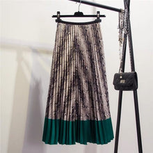 Load image into Gallery viewer, Marwin 2019 Spring New-coming Western style Snakeskin pattern Contrast stitching pleated skirts High Street Style A-Line Skirts