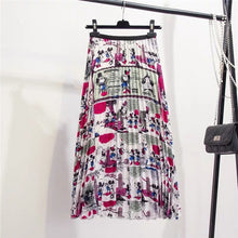 Load image into Gallery viewer, Marwin New-Coming Summer Catroon Printing Women Skirts Mid-Calf Pleated Skirt European High Street Style Empire Summer Skirts