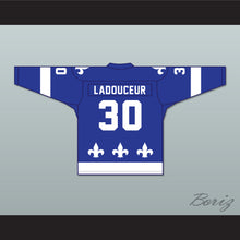 Load image into Gallery viewer, Mathias Ladouceur 30 Le National de Quebec Blue Hockey Jersey- Lance et compte (He Shoots, He Scores)