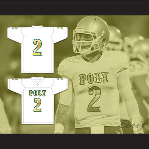 Matt Corral 2 Long Beach Polytechnic High School Jackrabbits White Football Jersey 1