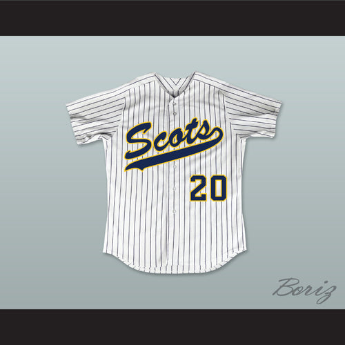 Matthew Stafford 20 Highland Park High School Scots White Pinstriped Baseball Jersey 2