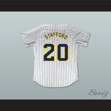 Load image into Gallery viewer, Matthew Stafford 20 Highland Park High School Scots White Pinstriped Baseball Jersey 2