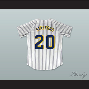 Matthew Stafford 20 Highland Park High School Scots White Pinstriped Baseball Jersey 2