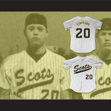Load image into Gallery viewer, Matthew Stafford 20 Highland Park High School Scots White Pinstriped Baseball Jersey 2