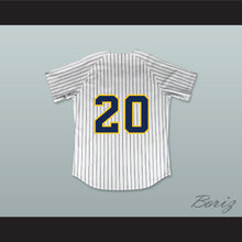 Load image into Gallery viewer, Matthew Stafford 20 Highland Park High School Scots White Pinstriped Baseball Jersey 1